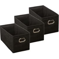 Set van 3x stuks opbergmand/kastmand 7 liter zwart linnen 31 x 15 x 15 cm - thumbnail