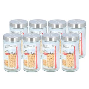 Alpina set van 8x stuks glazen luxe voorraadpot/voorraadbus 1500 ml