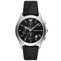 Emporio Armani AR11530 Horloge Paolo Chrono staal-leder zilverkleurig-zwart 42 mm - thumbnail