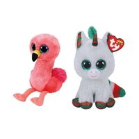 Ty - Knuffel - Beanie Boo's - Gilda Flamingo & Christmas Unicorn