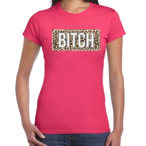 Bitch fun tekst t-shirt roze voor dames