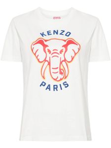 Kenzo t-shirt en coton à imprimé éléphant - Blanc