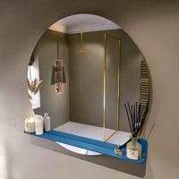 MONDIAZ SPOT spiegel rond 110cm met Spiegelplanchet kleur Jeans.