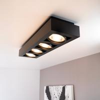 Castor nero IV by LUSENZ - Rechthoekige 4-lichts plafondlamp met richtbare spots en matzwarte coating
