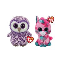 Ty - Knuffel - Beanie Boo's - Gumball Unicorn & Moonlight Owl - thumbnail