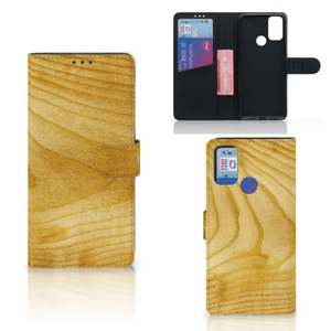 Alcatel 1S (2021) Book Style Case Licht Hout