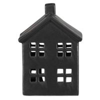 Op=Op | Leen Bakker - Waxinelichthouder Huis - 14,5x10,5x6,5 Cm - Keramiek - Zwart