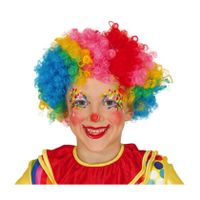 Clown verkleed pruik voor kinderen gekleurd - thumbnail