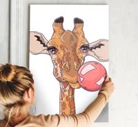 Andere dieren schilderij op canvas Giraf met kauwgom