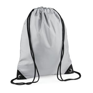 Nylon sport/zwemmen gymtas met rijgkoord - 45 x 34 cm - lichtgrijs - Kinder tasjes - 12L