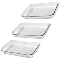 Chef Traiteur Ovenschaal van borosilicaat glas - 3x - rechthoek - 3 Liter - 39 x 23 x 5 cm