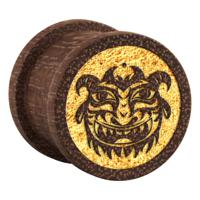 Ribbed Plug met Mask Design Mahogany Tunnels & Plugs