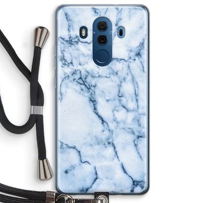 Blauw marmer: Huawei Mate 10 Pro Transparant Hoesje met koord