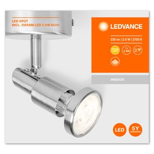 LEDVANCE LED SPOT GU10 (EU) L 4058075540507 LED-plafondspot LED GU10 2.6 W Zilver