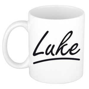 Luke voornaam kado beker / mok sierlijke letters - gepersonaliseerde mok met naam - Naam mokken