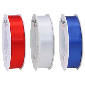 Satijn cadeau/hobby sierlinten 2,5cm x 25m- set 3x - rood/wit/blauw