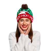 Funny Fashion Foute kerstmuts - groen/rood - Ho Ho Ho - volwassenen - acryl