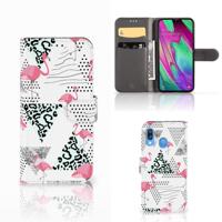Samsung Galaxy A40 | Telefoonhoesje | Met pasjeshouder | Flamingo Triangle