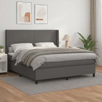 Boxspring met matras kunstleer grijs 180x200 cm