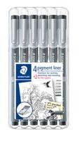 Fineliner Staedtler Pigment 308 zwart set 4+2 gratis - thumbnail