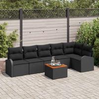 Tuinbankenset met opslag 7 pcs Zwart poly rattan