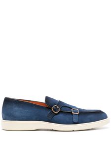 Santoni mocassins en daim à double boucles - Bleu