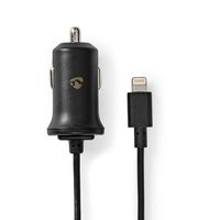 Auto-oplader | 2,4 A | Vaste Lightning kabel | Apple MFi gecertificeerd | Zwart