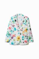 Gestructureerde blazer met bloemen - WHITE - XL