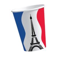 Bekers Frankrijk - 10x - 200 ml - karton - Frans thema - party bekertjes