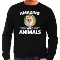 Sweater vossen amazing wild animals / dieren trui zwart voor heren 2XL  -