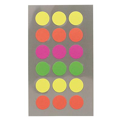 Hobby stickers - 72x stuks - D15 mm - neon kleuren ronde stickers - Kantoor stickers - Scrapbook