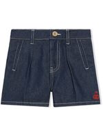 Gucci Kids bermuda en jean à coutures contrastantes - Bleu