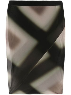 Rick Owens jupe mi-longue à imprimé abstrait - Noir