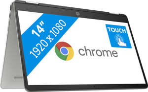 HP Chromebook x360 14a-ca0959nd 35,6 cm (14") Touchscreen Full HD Intel® Pentium® Silver N5030 4 GB LPDDR4-SDRAM 128 GB eMMC Wi-Fi 5 (802.11ac) ChromeOS Zilver