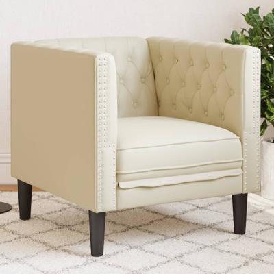 Fauteuil Chesterfield-stijl kunstleer crmekleurig