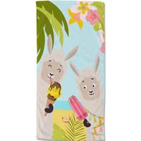 Good Morning Kinder Strandlaken Velours Happy Lamas 75x150cm - multi