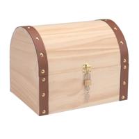 Houten kist - met hangslotje - 27 x 18 x 20 cm - opbergkistje - zelf te beschilderen/decoreren