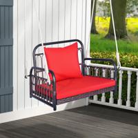 Terrasschommel Belastbaar tot 180 kg Hangstoel met Zit- en Rugkussens Metalen Frame en Hangtouwen Hangstoel voor Veranda en Achtertuin