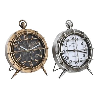 Tafelklok DKD Home Decor Wereldkaart 22 x 17 x 29 cm Kristal Zilverkleurig Zwart Gouden Wit Ijzer (2 Stuks)