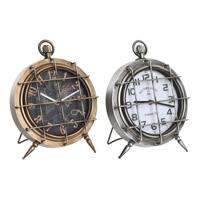 Tafelklok DKD Home Decor Wereldkaart 22 x 17 x 29 cm Kristal Zilverkleurig Zwart Gouden Wit Ijzer (2 Stuks)