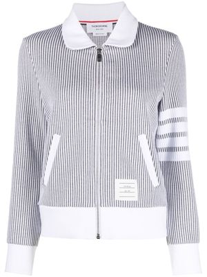 Thom Browne veste zippée en seersucker à détail bandes signature - Gris