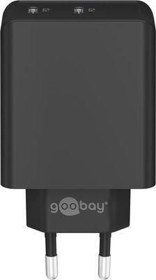 Goobay 61757 oplader voor mobiele apparatuur Digitale camera, Hoofdtelefoons, Mobiele telefoon, Smartwatch, Tablet Zwart AC Snel opladen Binnen