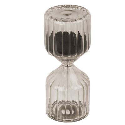 Zandloper woondecoratie - glas - 13 x 6 cm - zwart zand
