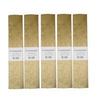 Crepe papier platte vellen - 5x - metallic goud - 250 x 50 cm - Knutselen met papier - Knutselspulle