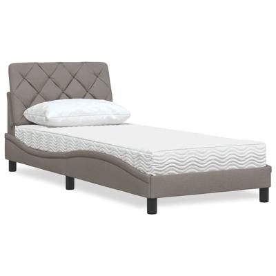 Bed met matras stof taupe 90x200 cm
