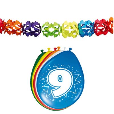 Folat Party 9e jaar verjaardag feestversiering set - Ballonnen en slingers