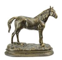 A CAST IRON HORSE ON BASE
