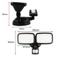 Maclean LED-wandlamp, met PIR-sensor, 20 W, 1500 lm, IP65, neutraal wit 4000 K, zwart, MCE524 B