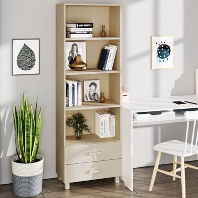 Hoge kast HAMAR 60x35x180 cm massief grenenhout honingbruin