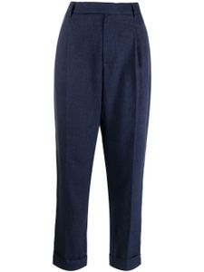 Ralph Lauren Collection pantalon taille-haute à ourlet retroussé - Bleu